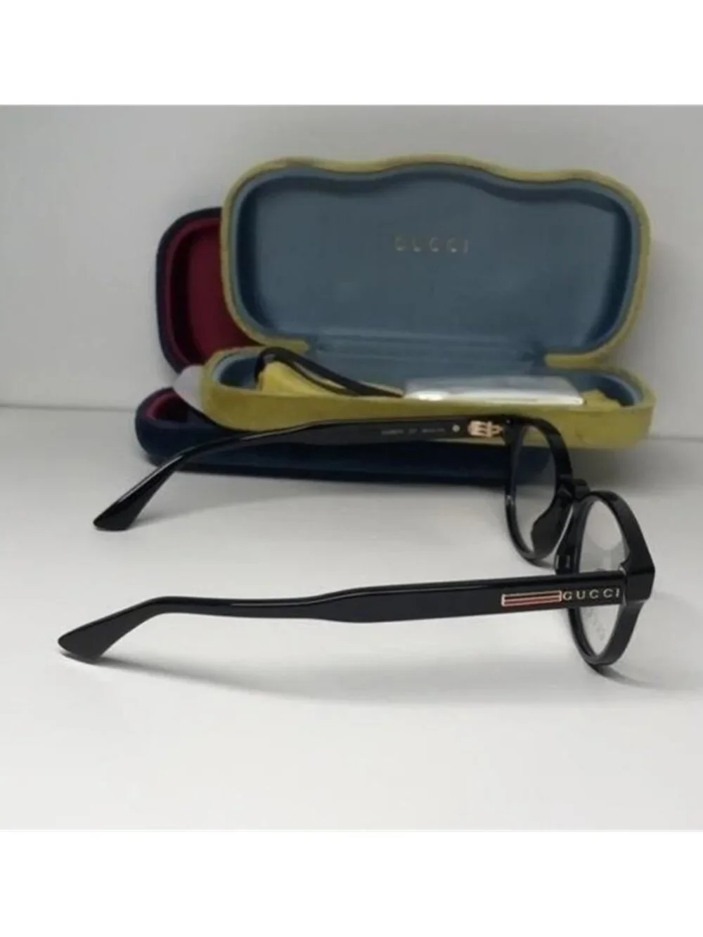 New Authentic Gucci GG0827O 001 Black Round Eyeglasses - Picture 11 of 12